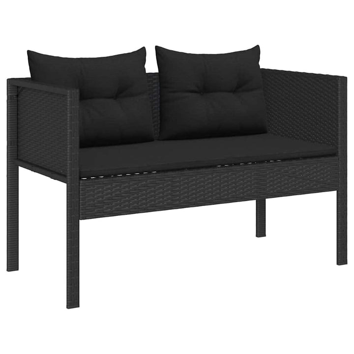 Havesofa Sæt med pude 6 pcs Sort polyrattan