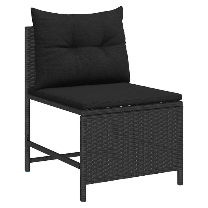 Havesofa Sæt med pude 6 pcs Sort polyrattan