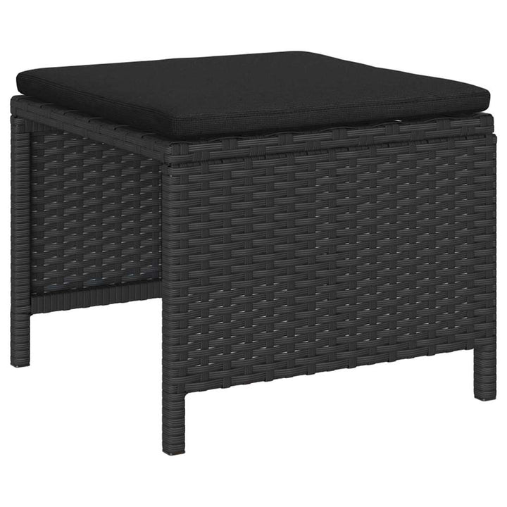 Havesofa Sæt med pude 6 pcs Sort polyrattan