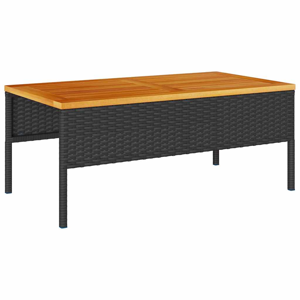 Havesofa Sæt med pude 6 pcs Sort polyrattan