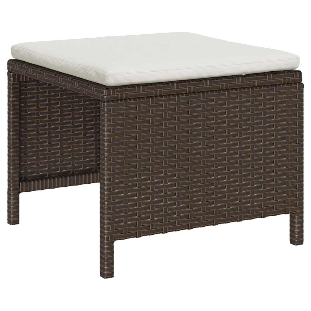 Havesofa Sæt med pude 6 pcs Brun og Creme polyrattan