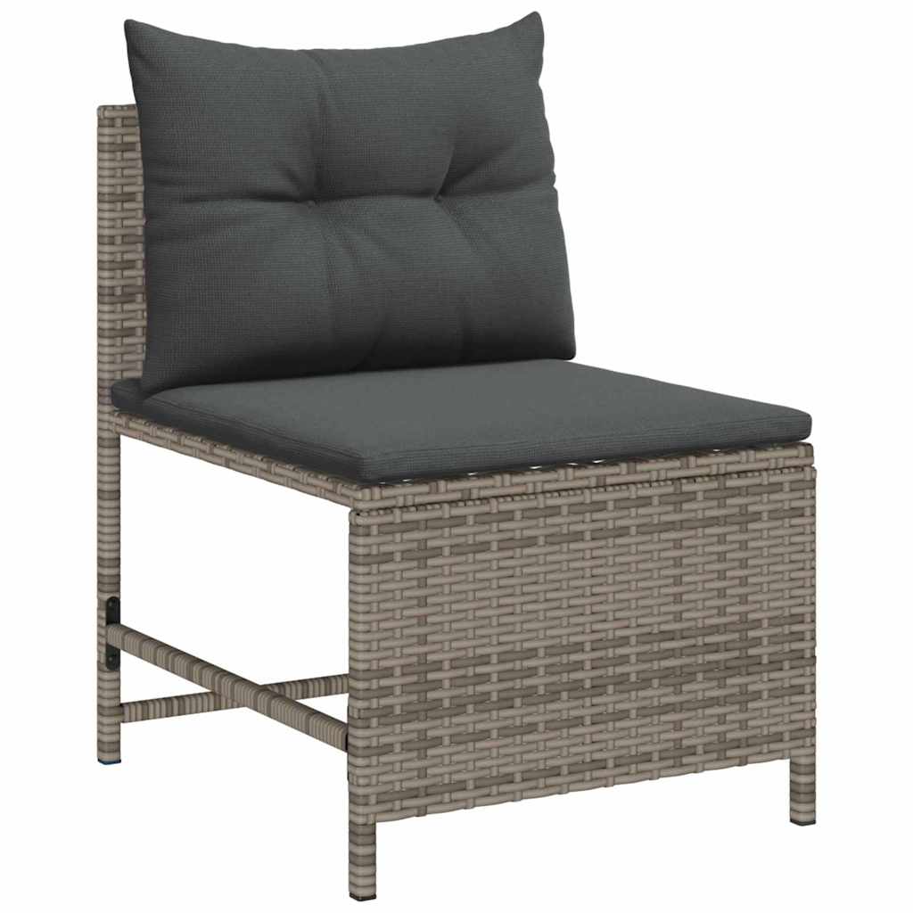 Havesofa Sæt 6 stk. Grå og Mørkegrå polyrattan