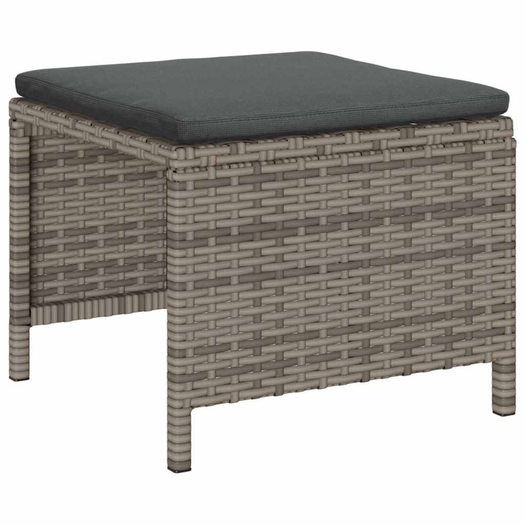 Havesofa Sæt med pude 6 pcs Grå og Mørkegrå polyrattan
