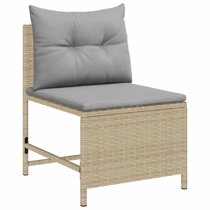 Havesofa Sæt med pude 6 pcs Beige og lys grå polyrattan