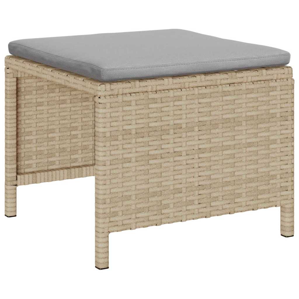 Havesofa Sæt med pude 6 pcs Beige og lys grå polyrattan
