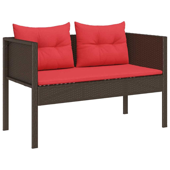 Havesofa Sæt 6 stk. Brun og Rød polyrattan