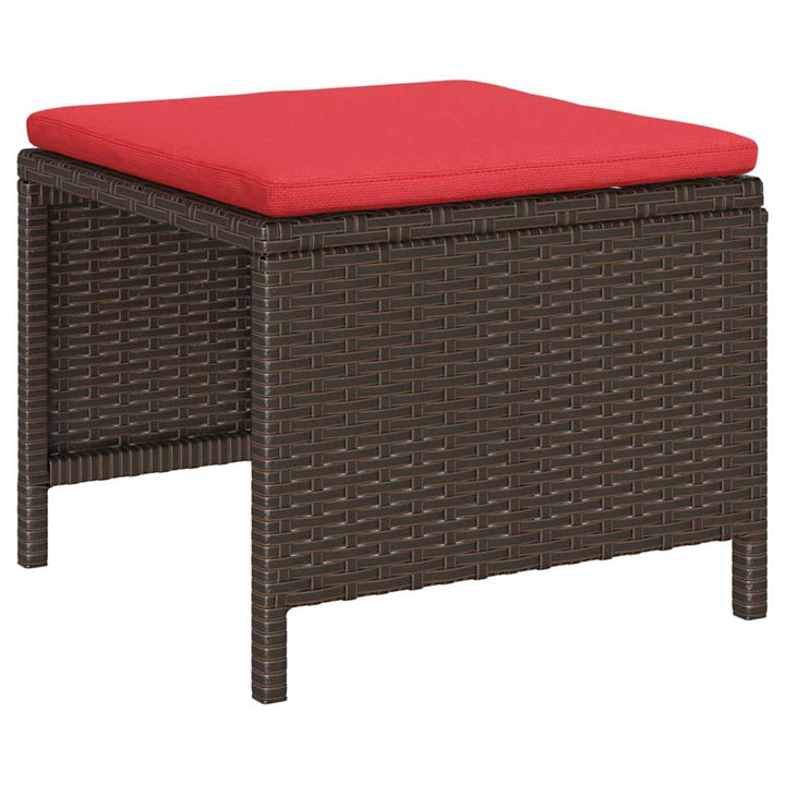 Havesofa Sæt 6 stk. Brun og Rød polyrattan