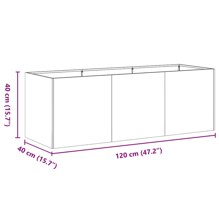 plantekasse antracit 120x40x40 cm koldvalset stål