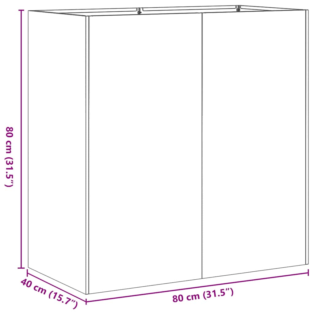 plantekasse 80x40x80 cm koldvalset stål sort