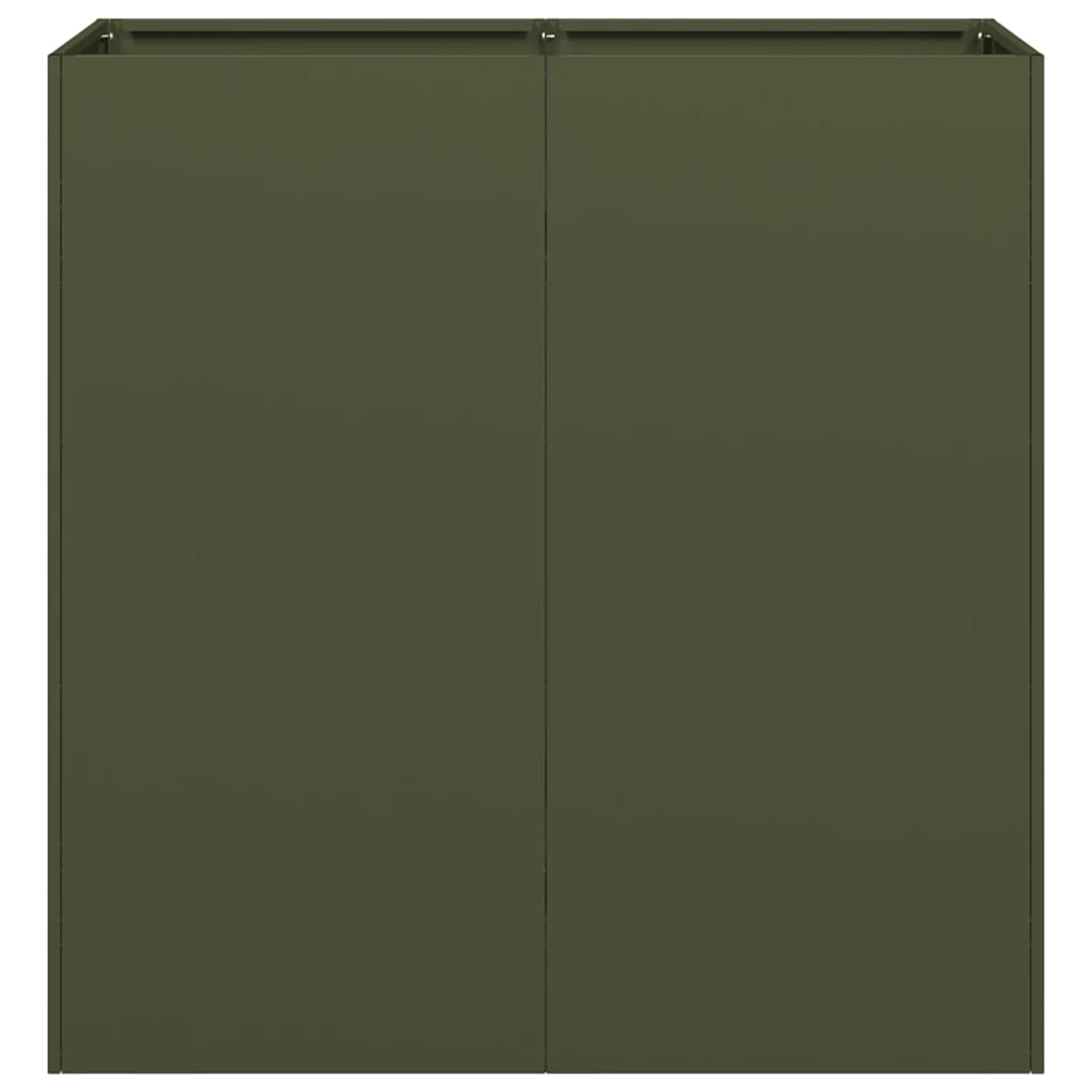 plantekasse olivengrøn 80x40x80 cm koldvalset stål