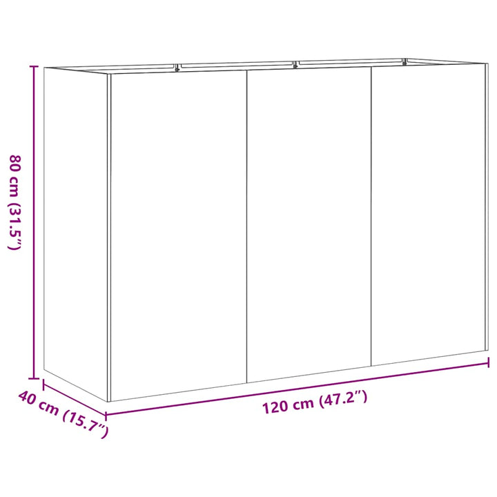 plantekasse 120x40x80 cm koldvalset stål sort