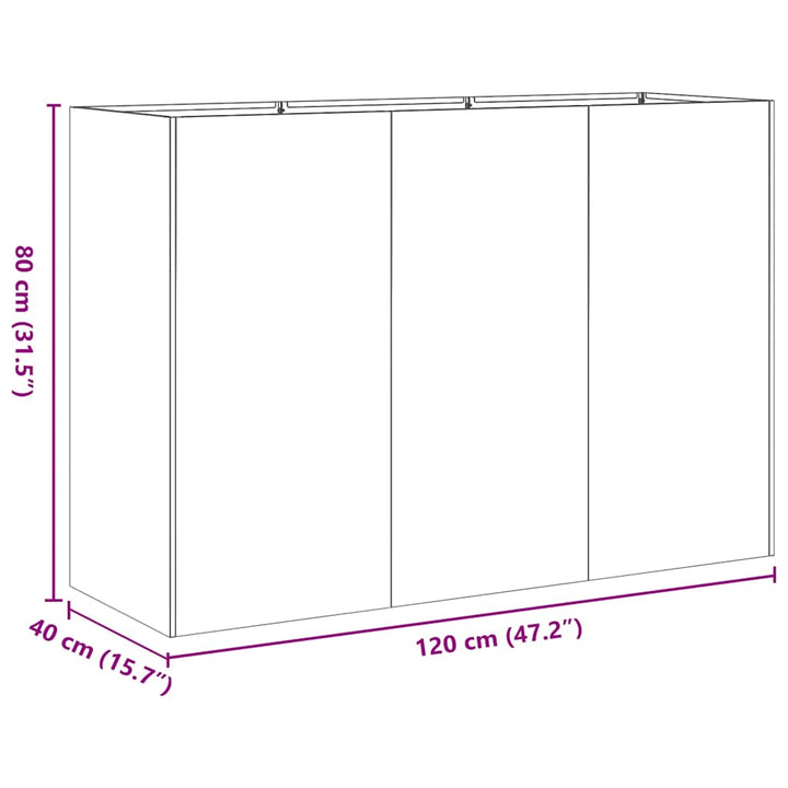 plantekasse hvid 120x40x80 cm koldvalset stål