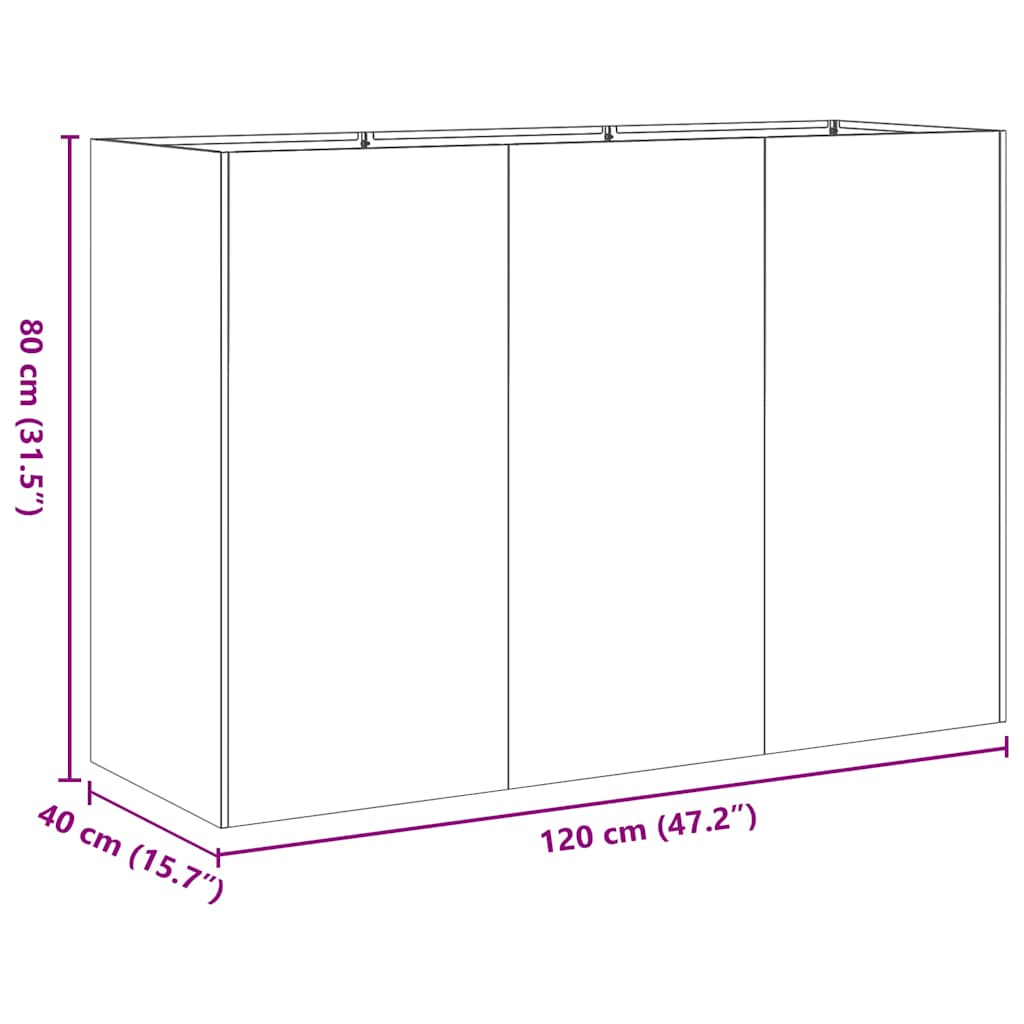 plantekasse 120x40x80 cm koldvalset stål antracitgrå