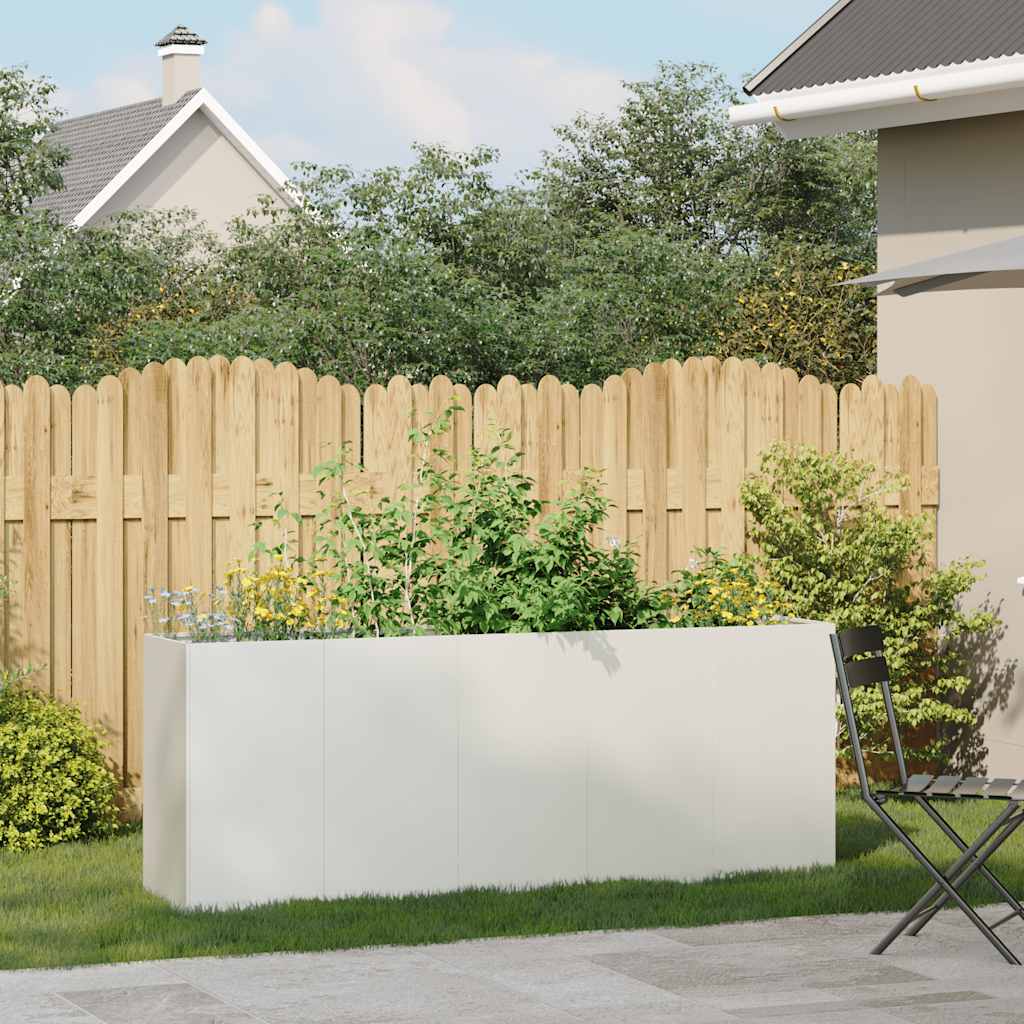 plantekasse hvid 200x40x80 cm koldvalset stål