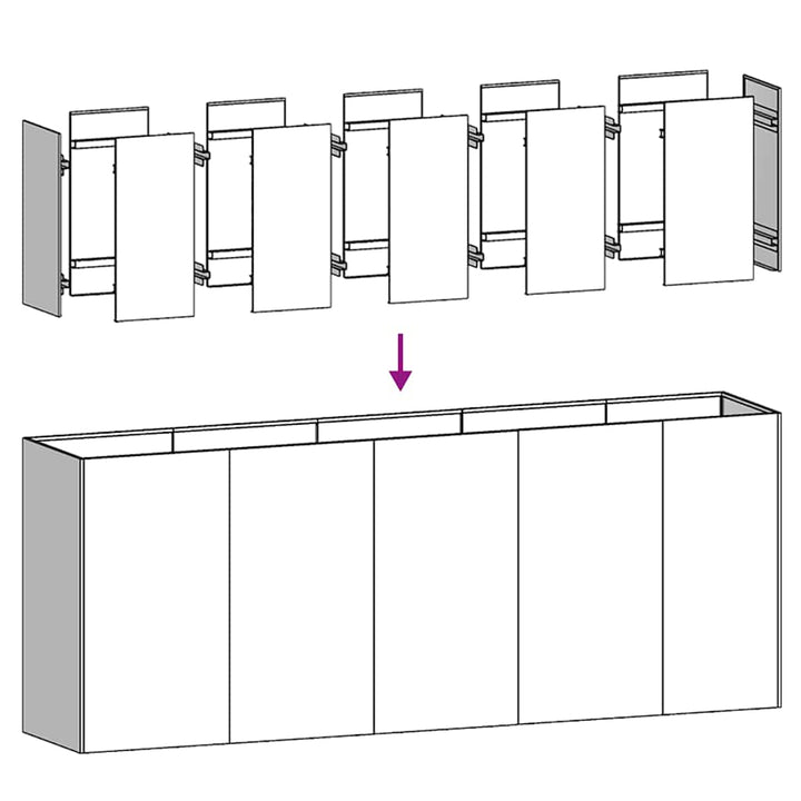 plantekasse hvid 200x40x80 cm koldvalset stål