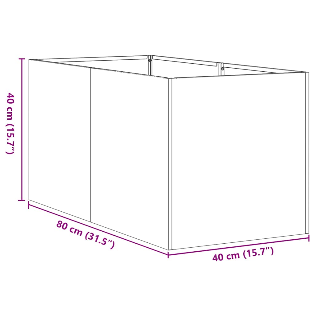plantekasse 40x80x40 cm koldvalset stål sort