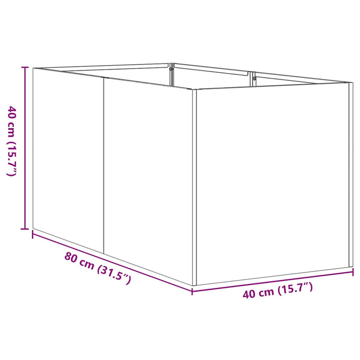 plantekasse 40x80x40 cm koldvalset stål sort