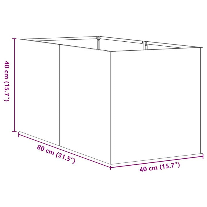 plantekasse 40x80x40 cm galvaniseret stål