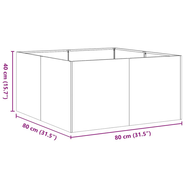 plantekasse 80x80x40 cm galvaniseret stål