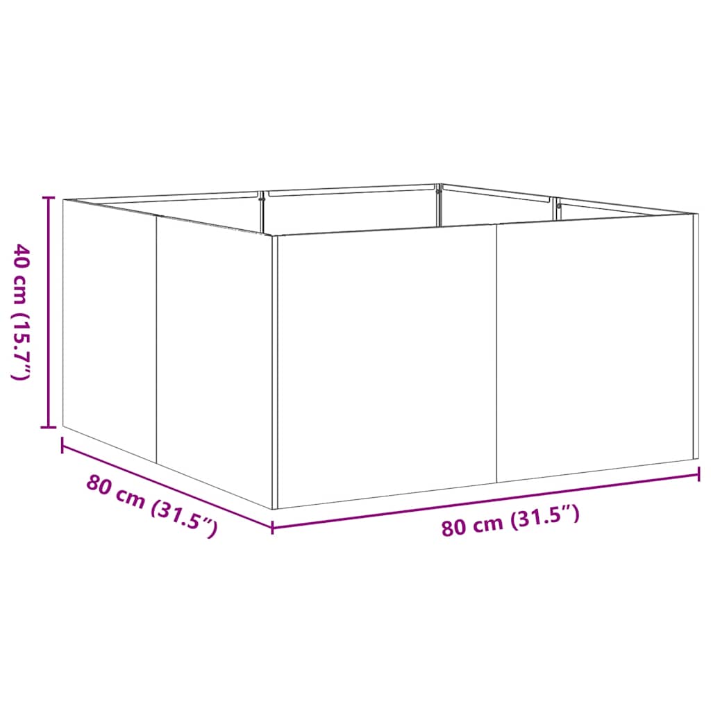 plantekasse rustfarvet 80x80x40 cm forvitringsstål