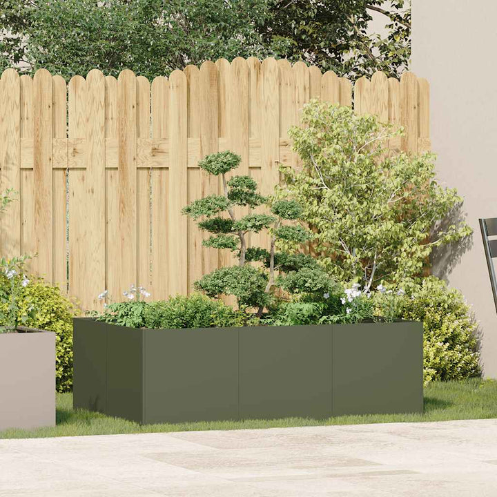 plantekasse 120x80x40 cm stål olivengrøn