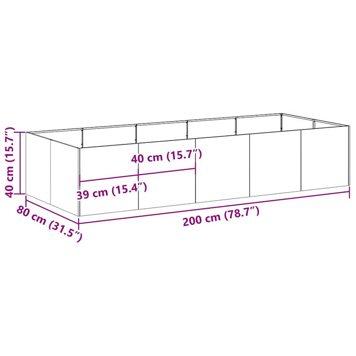 plantekasse 200x80x40 cm stål hvid