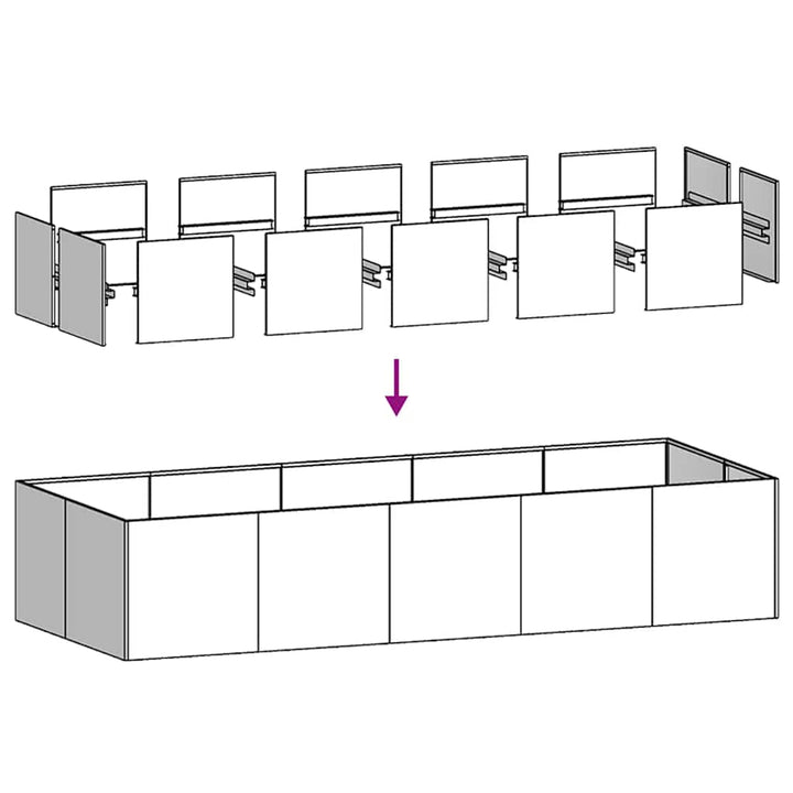 plantekasse 200x80x40 cm stål antracitgrå