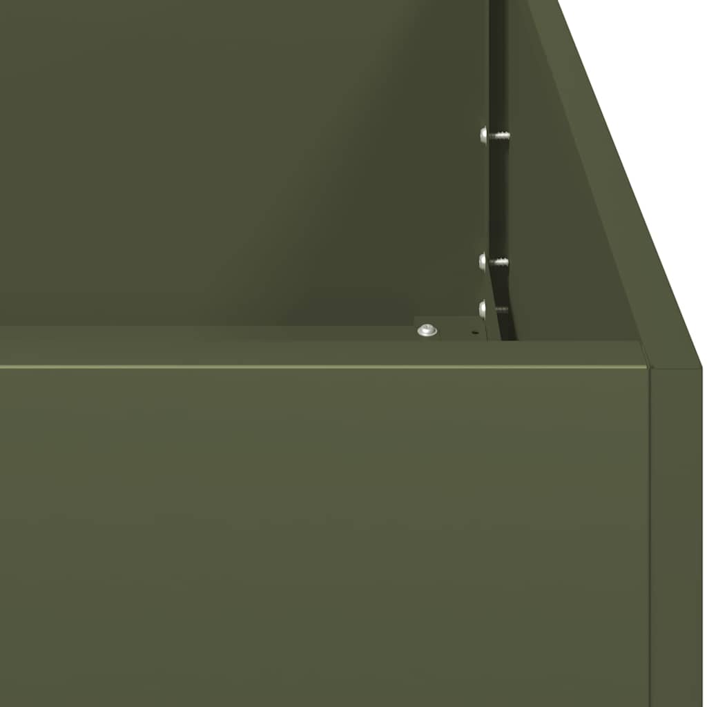 plantekasse 280x80x40 cm stål olivengrøn