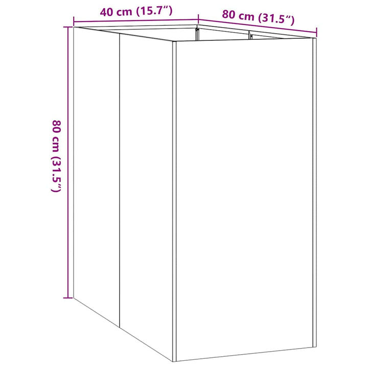plantekasse 40x80x80 cm stål antracitgrå