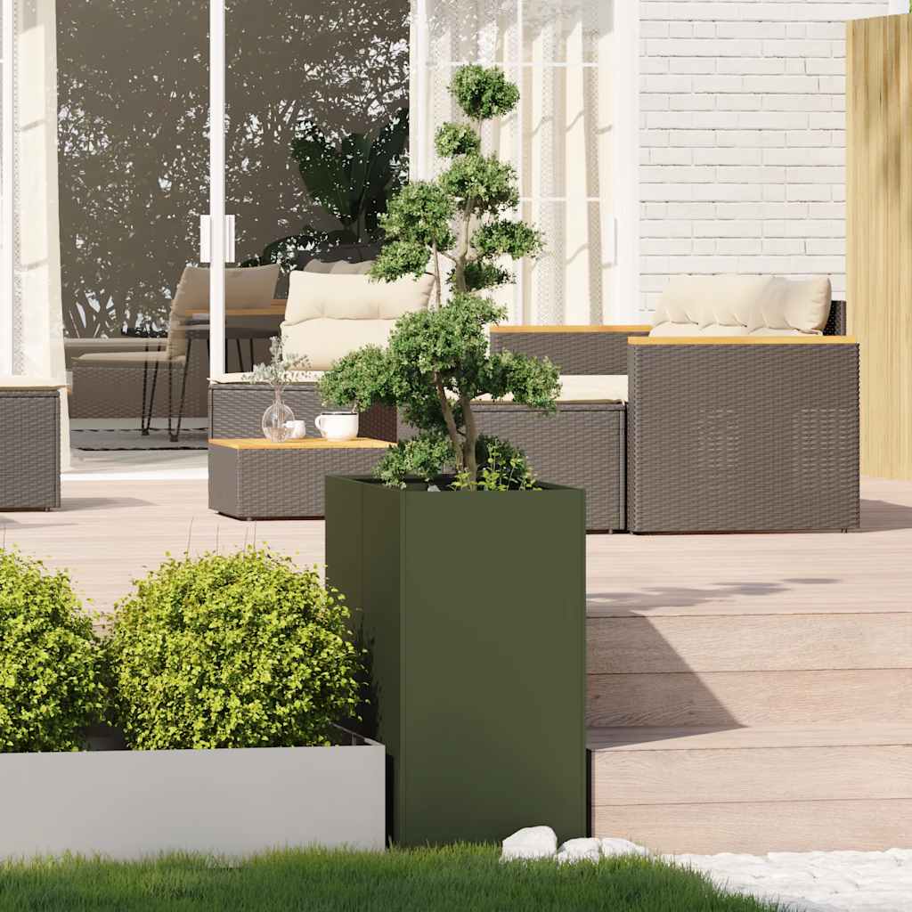 plantekasse 40x80x80 cm stål olivengrøn