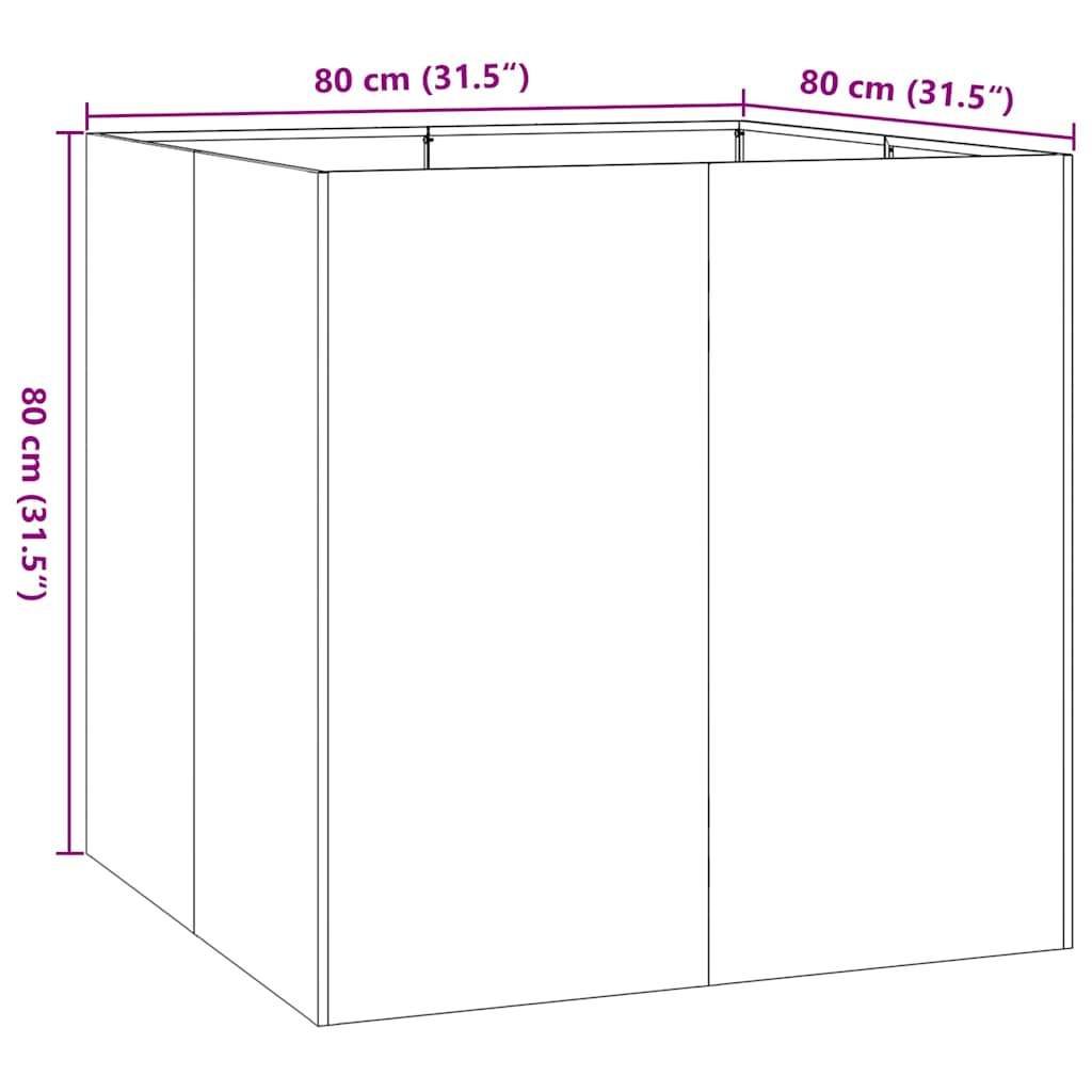 plantekasse 80x80x80 cm stål hvid