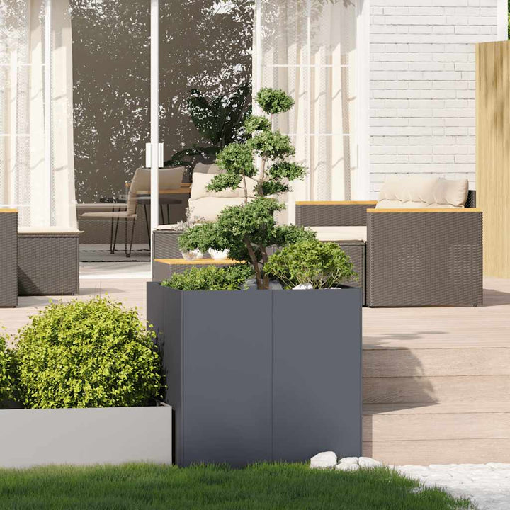 plantekasse 80x80x80 cm stål antracitgrå