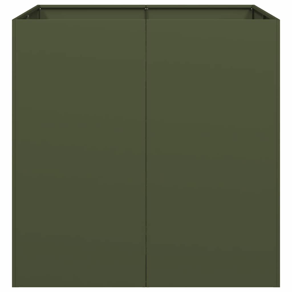 plantekasse 80x80x80 cm stål olivengrøn