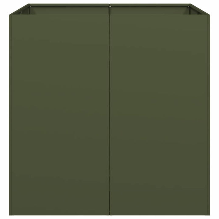 plantekasse 80x80x80 cm stål olivengrøn