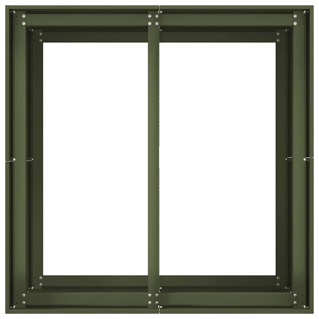 plantekasse 80x80x80 cm stål olivengrøn