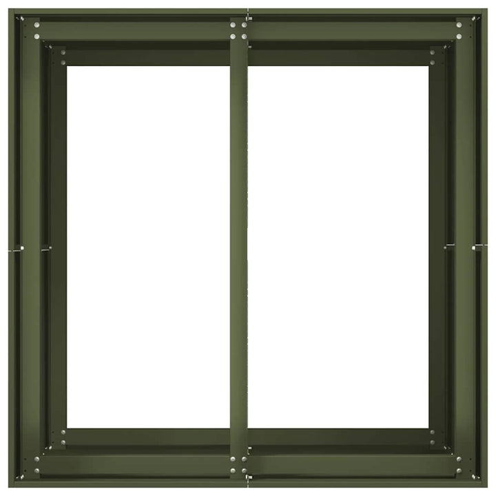 plantekasse 80x80x80 cm stål olivengrøn
