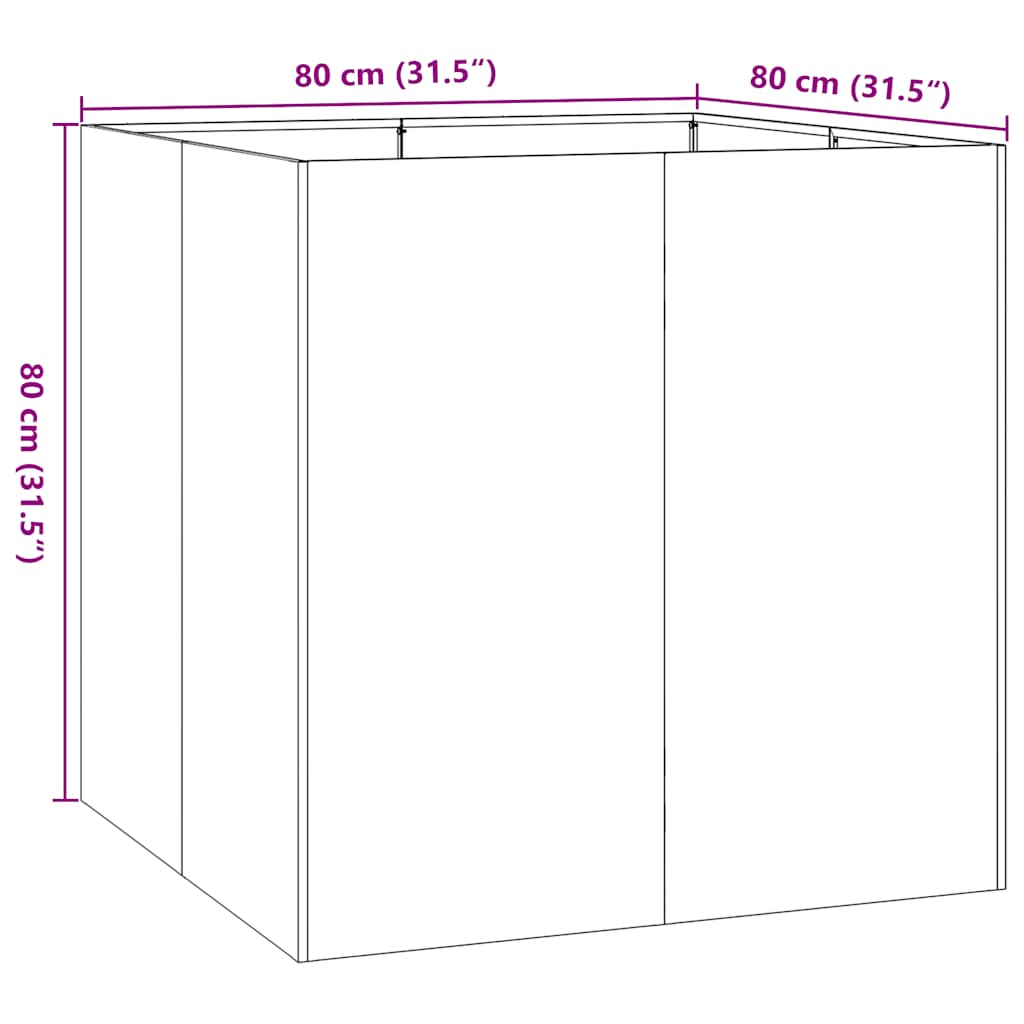 plantekasse 80x80x80 cm rustfrit stål