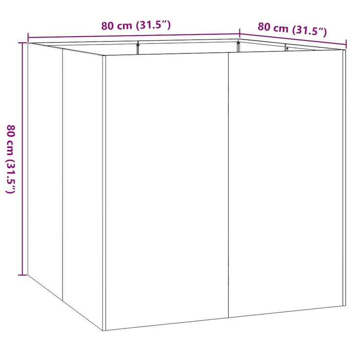 plantekasse 80x80x80 cm rustfrit stål