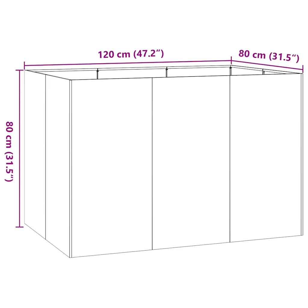 plantekasse 120x80x80 cm stål sort