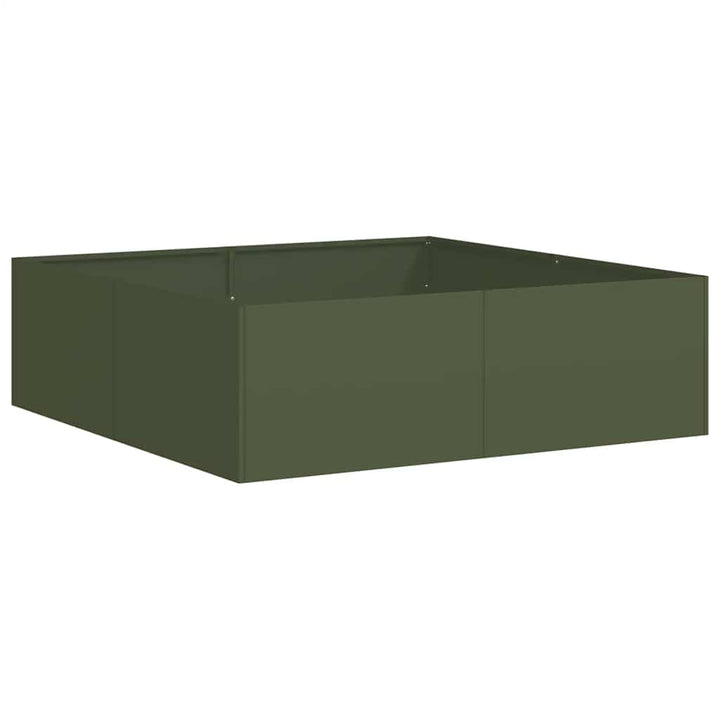 plantekasse 100x100x30 cm stål olivengrøn