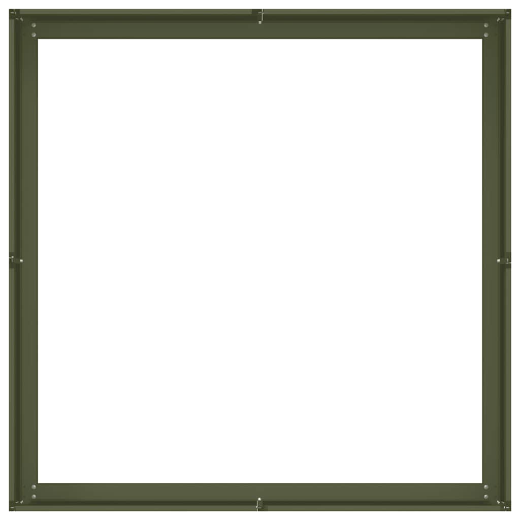 plantekasse 100x100x30 cm stål olivengrøn