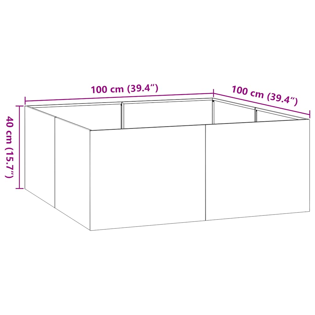 plantekasse 100x100x40 cm stål hvid