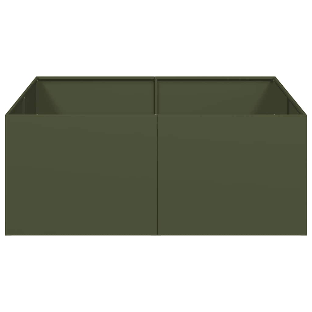 plantekasse 100x100x40 cm stål olivengrøn