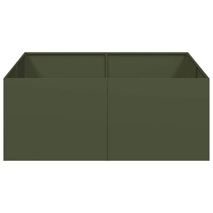 plantekasse 100x100x40 cm stål olivengrøn