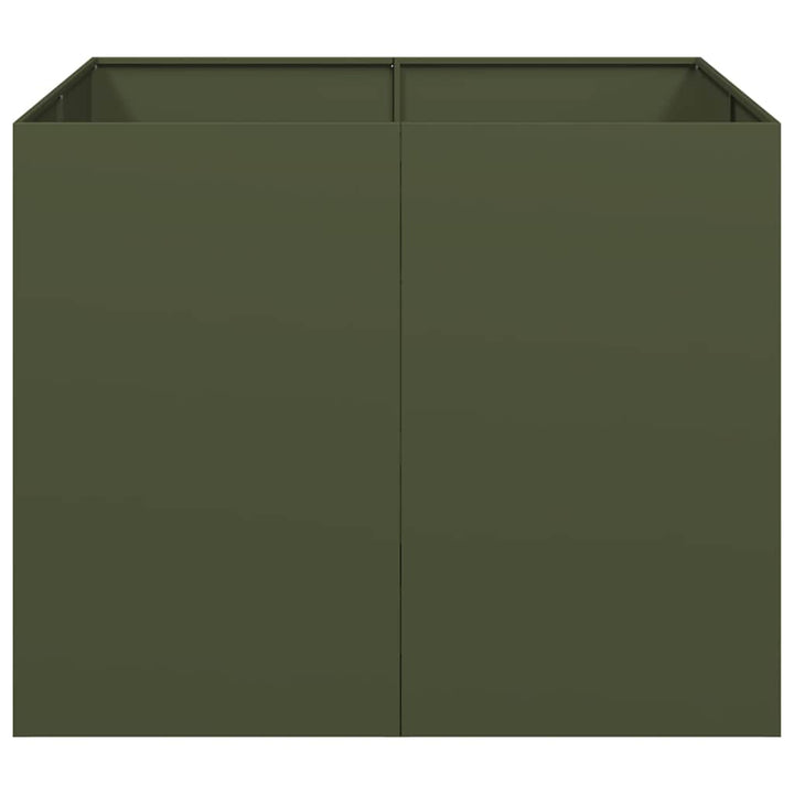 plantekasse 100x100x80 cm stål olivengrøn