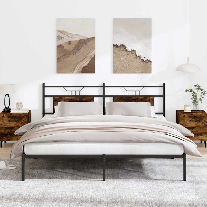 sengeramme uden madras 183x203 cm konstrueret træ røget eg