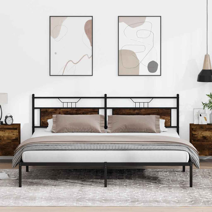 sengeramme uden madras 193x203 cm konstrueret træ røget eg