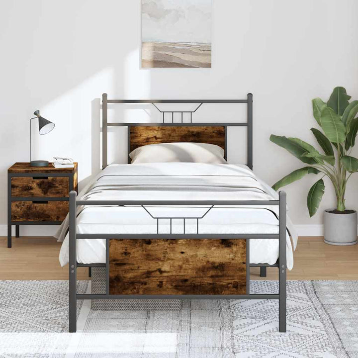 sengeramme 75x190 cm uden madras konstrueret træ røget eg