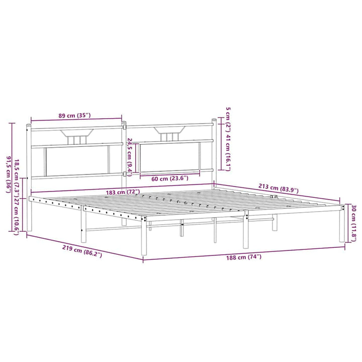 sengeramme uden madras 183x213 cm konstrueret træ sonoma-eg