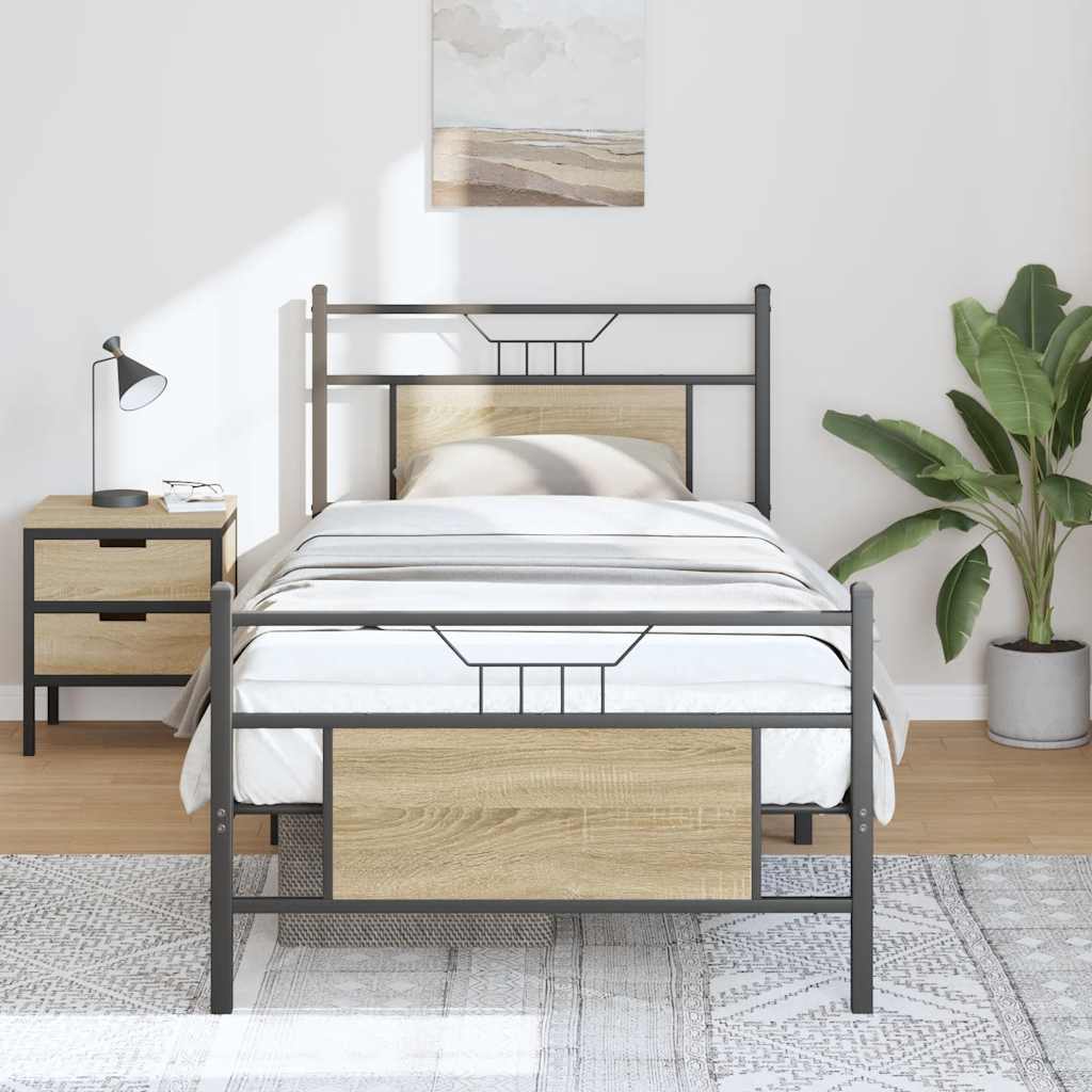sengeramme 75x190 cm uden madras konstrueret træ sonoma-eg